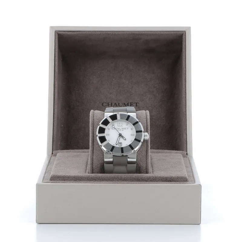 CHAUMET - Montre Chaumet acier anthracite et diamants made by 58 Facettes