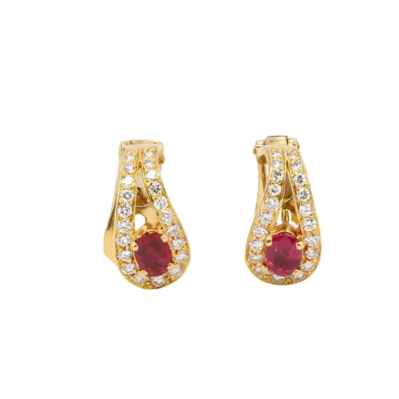 Boucles d'oreilles vintage diamants rubis 0,80 ct sold by 58 Facettes
