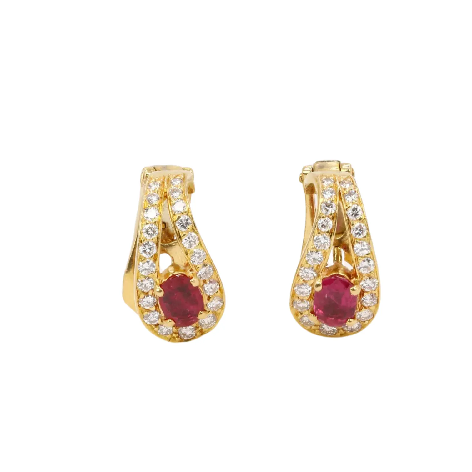 Boucles d'oreilles vintage diamants rubis 0,80 ct sold by 58 Facettes