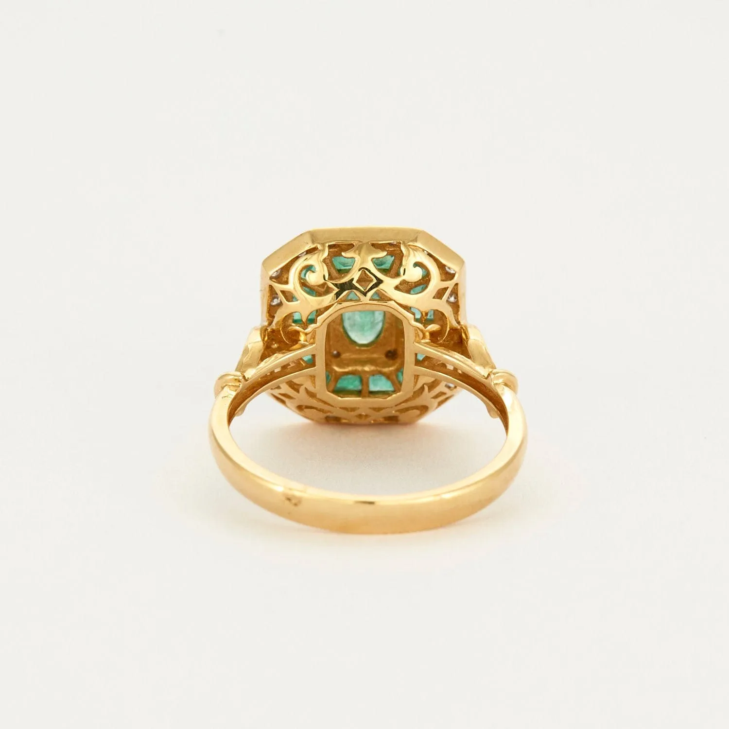 Bague style Art Déco émeraude diamants or jaune sold by 58 Facettes product image thumbnail 5