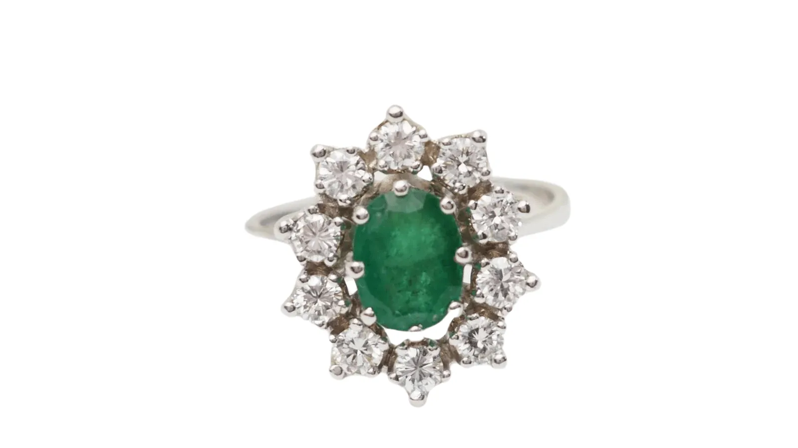 Bague Marguerite émeraude et diamants sold by 58 Facettes