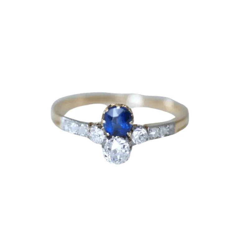 Bague "Toi & Moi" Or jaune Platine Saphir Diamants sold by 58 Facettes