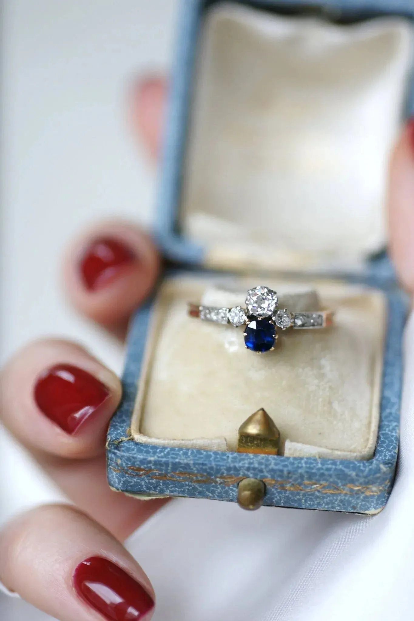 Bague "Toi & Moi" Or jaune Platine Saphir Diamants sold by 58 Facettes product image thumbnail 5