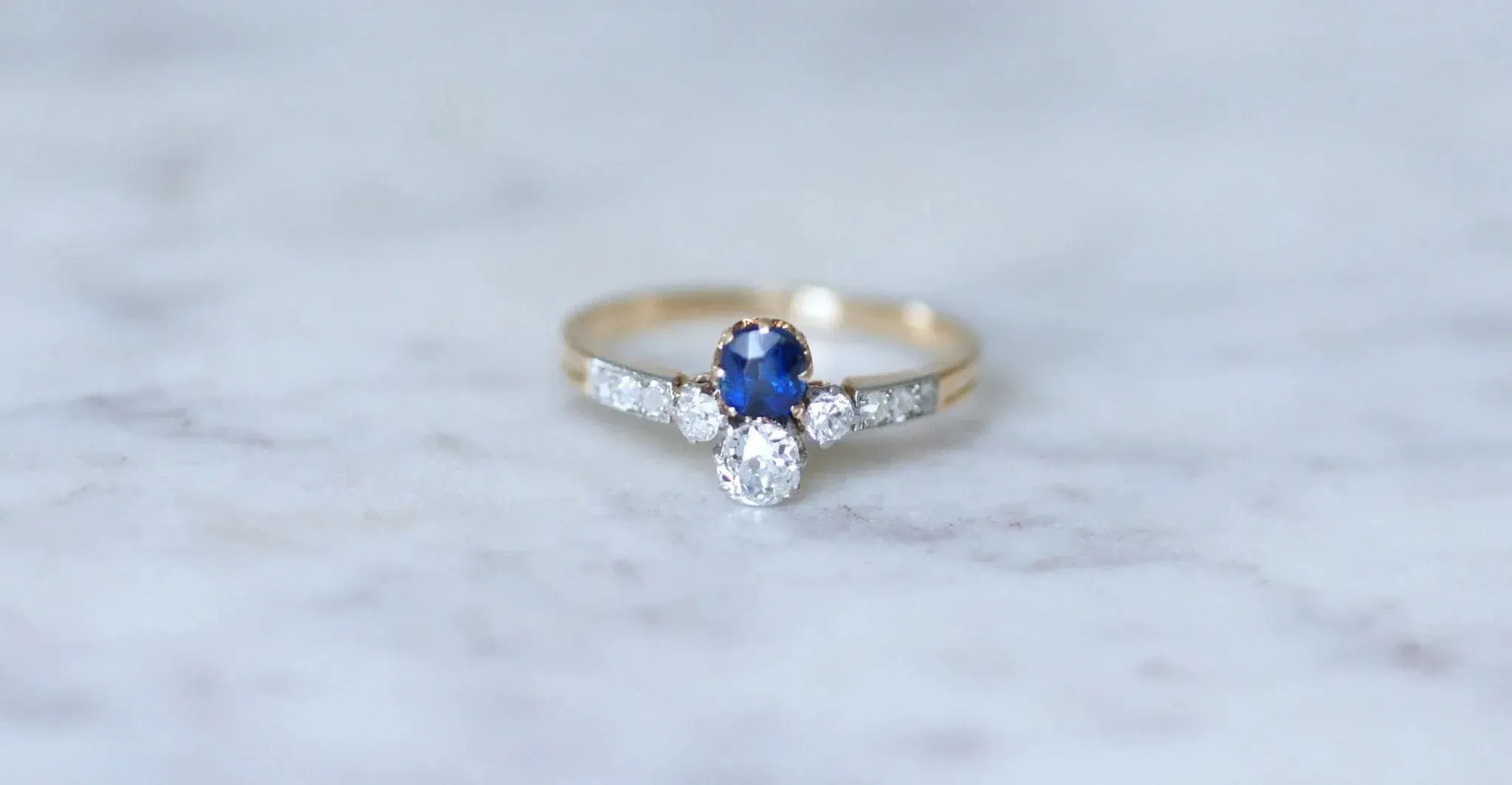 Bague "Toi & Moi" Or jaune Platine Saphir Diamants sold by 58 Facettes product image thumbnail 3