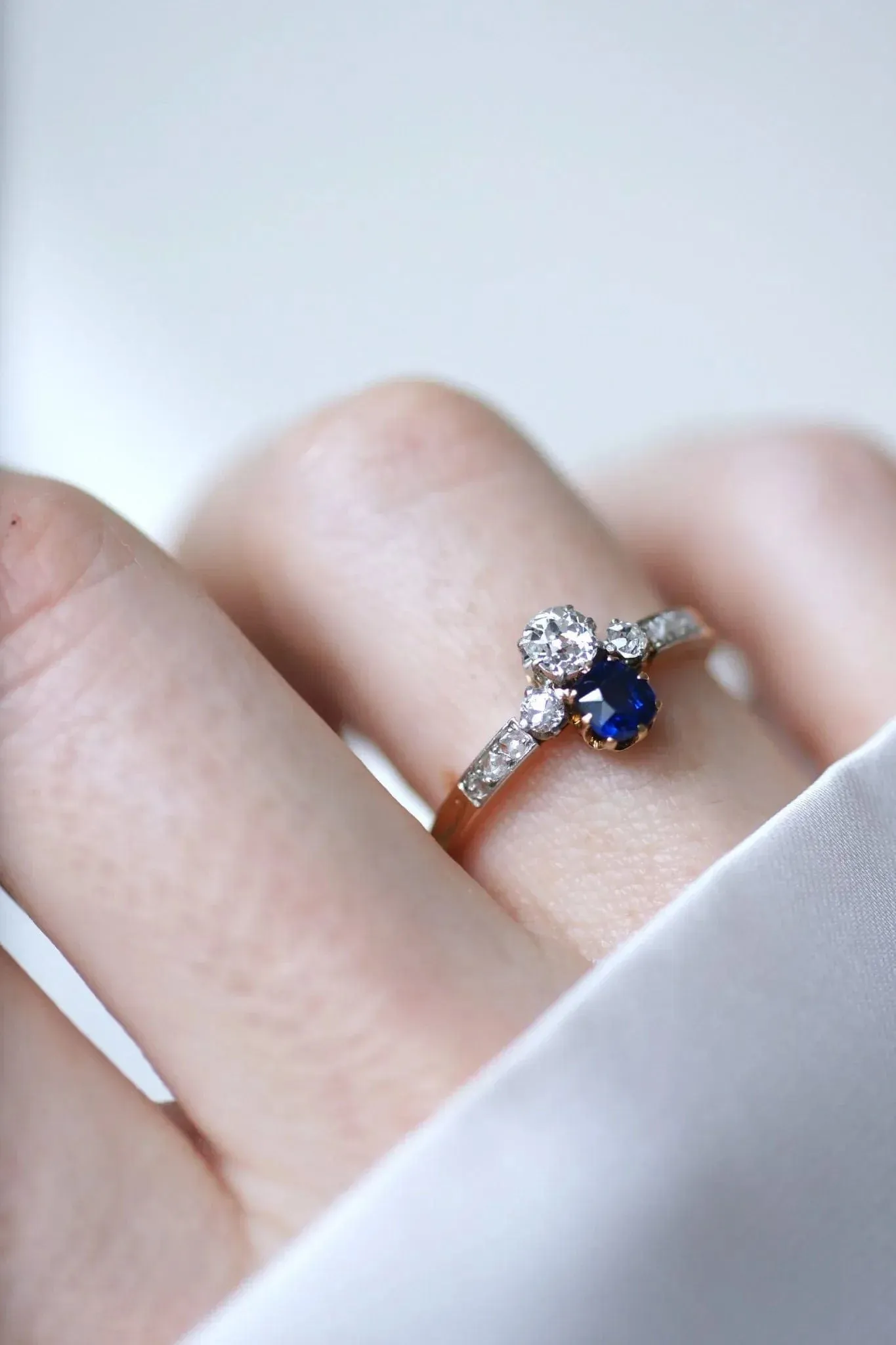 Bague "Toi & Moi" Or jaune Platine Saphir Diamants sold by 58 Facettes product image thumbnail 2