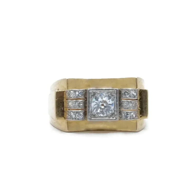Bague tank Or jaune Platine Diamants sold by 58 Facettes