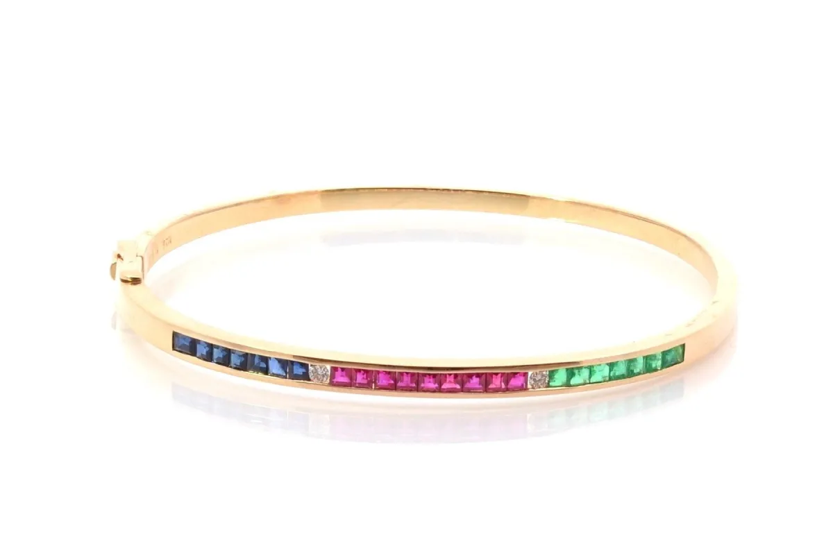 Bracelet diamants, saphirs, rubis et émeraudes sold by 58 Facettes