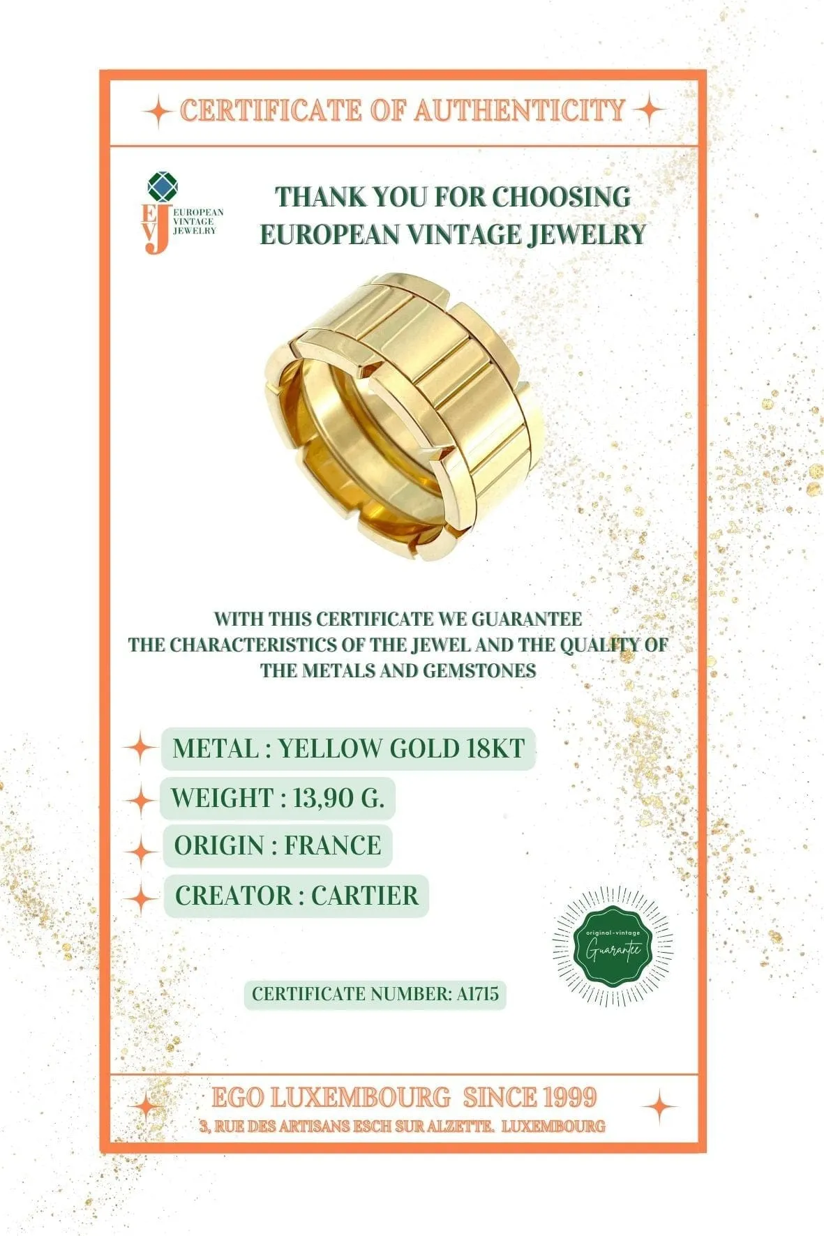 CARTIER - Bague TANK modèle large or jaune sold by 58 Facettes product image thumbnail 3