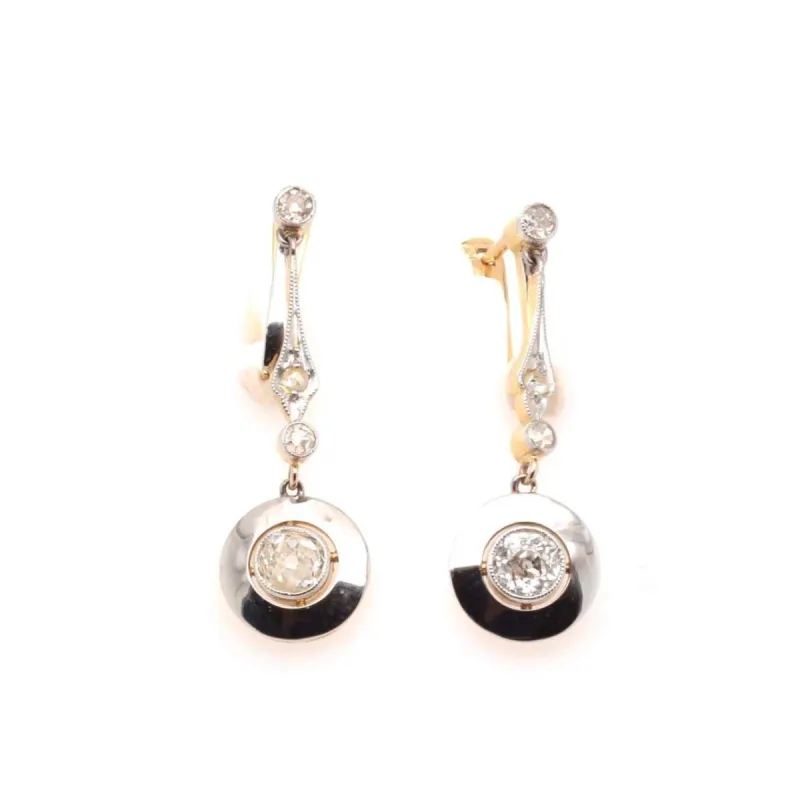 Boucles d'oreilles Art Déco Or jaune Platine Diamants sold by 58 Facettes