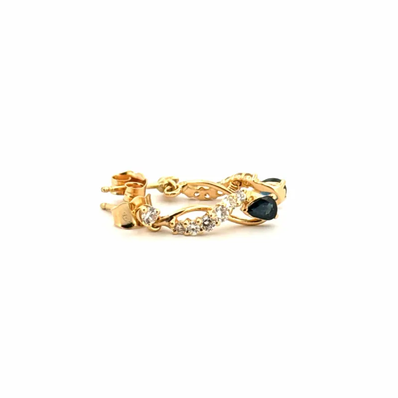 Boucles d'oreilles Or Jaune 18k Diamants & Saphirs sold by 58 Facettes