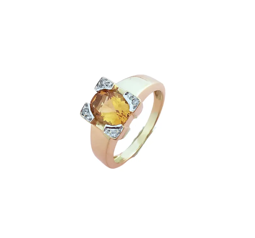 Bague citrine et diamants sold by 58 Facettes