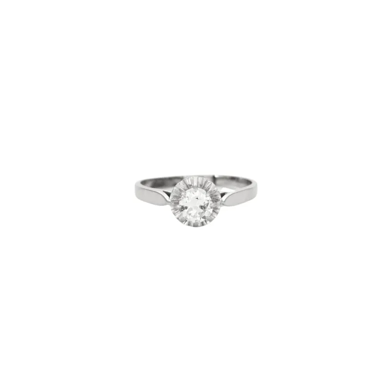 Bague solitaire or gris avec diamant sold by 58 Facettes