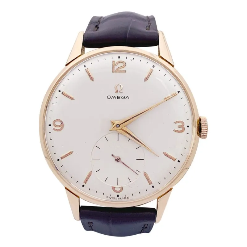 Montre Omega,"Jumbo", or rose, cuir. sold by 58 Facettes