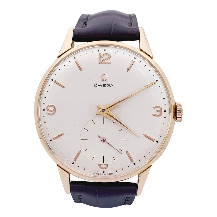Montre Omega,"Jumbo", or rose, cuir. sold by 58 Facettes