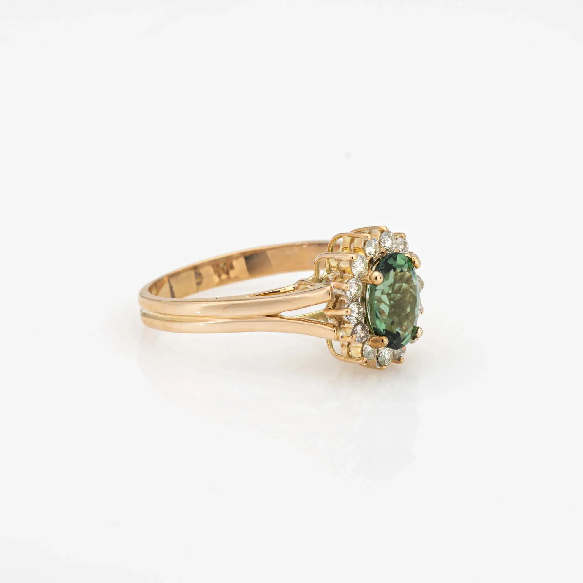 Bague diamant tourmaline verte Vintage or princesse pierres précieuses fiançailles sold by 58 Facettes product image thumbnail 4