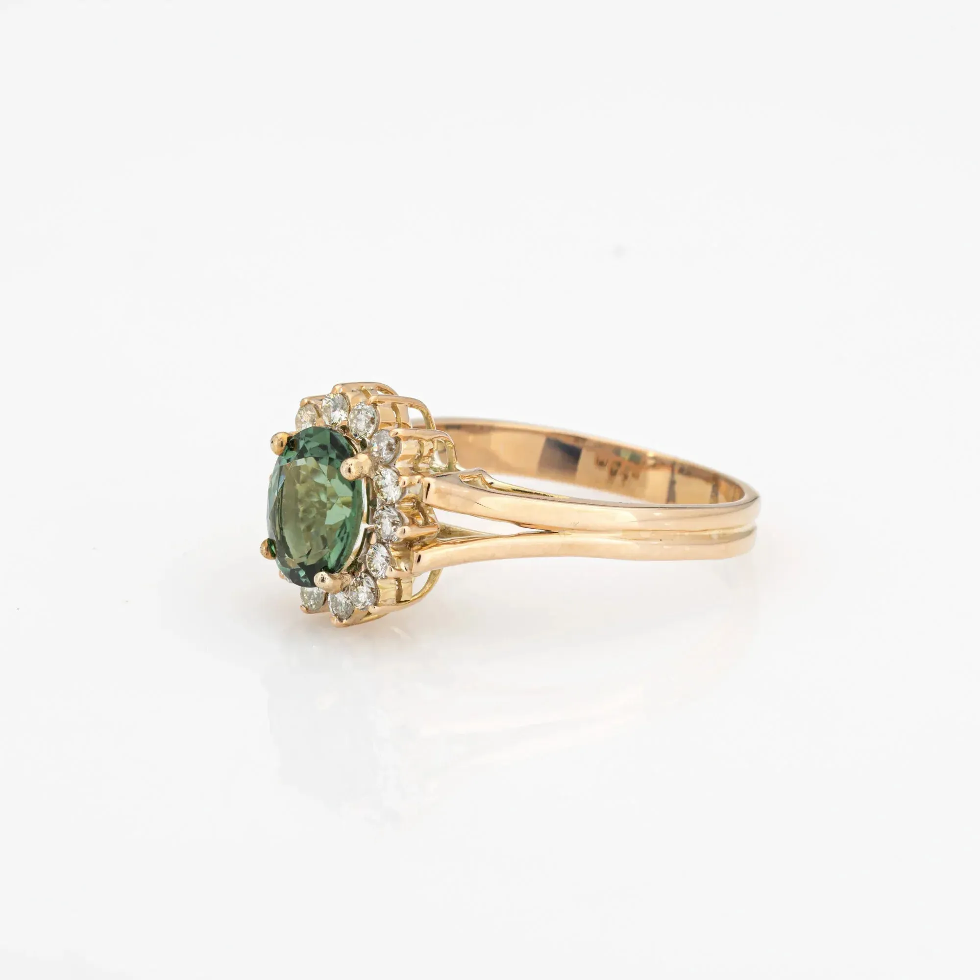 Bague diamant tourmaline verte Vintage or princesse pierres précieuses fiançailles sold by 58 Facettes product image thumbnail 5
