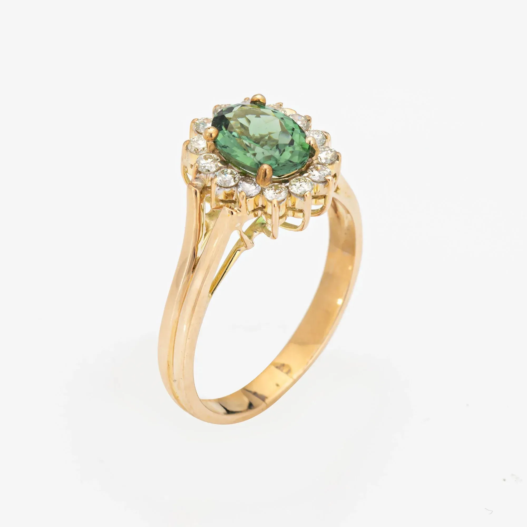 Bague diamant tourmaline verte Vintage or princesse pierres précieuses fiançailles sold by 58 Facettes product image thumbnail 3