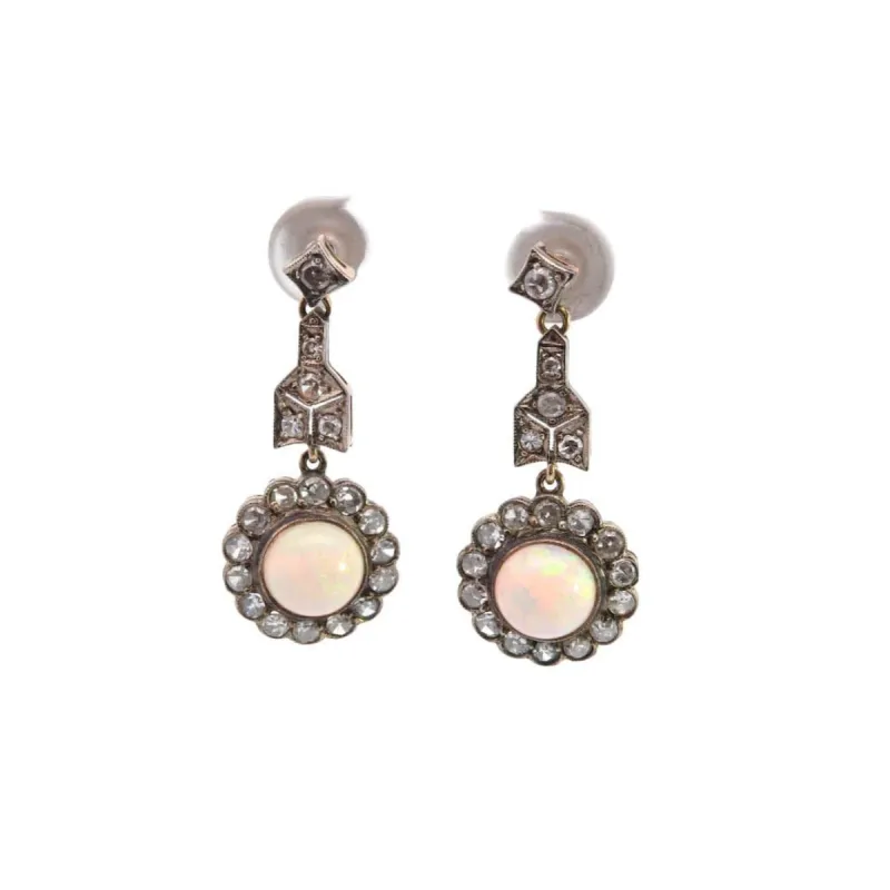 Boucles anciennes opales et diamants sold by 58 Facettes