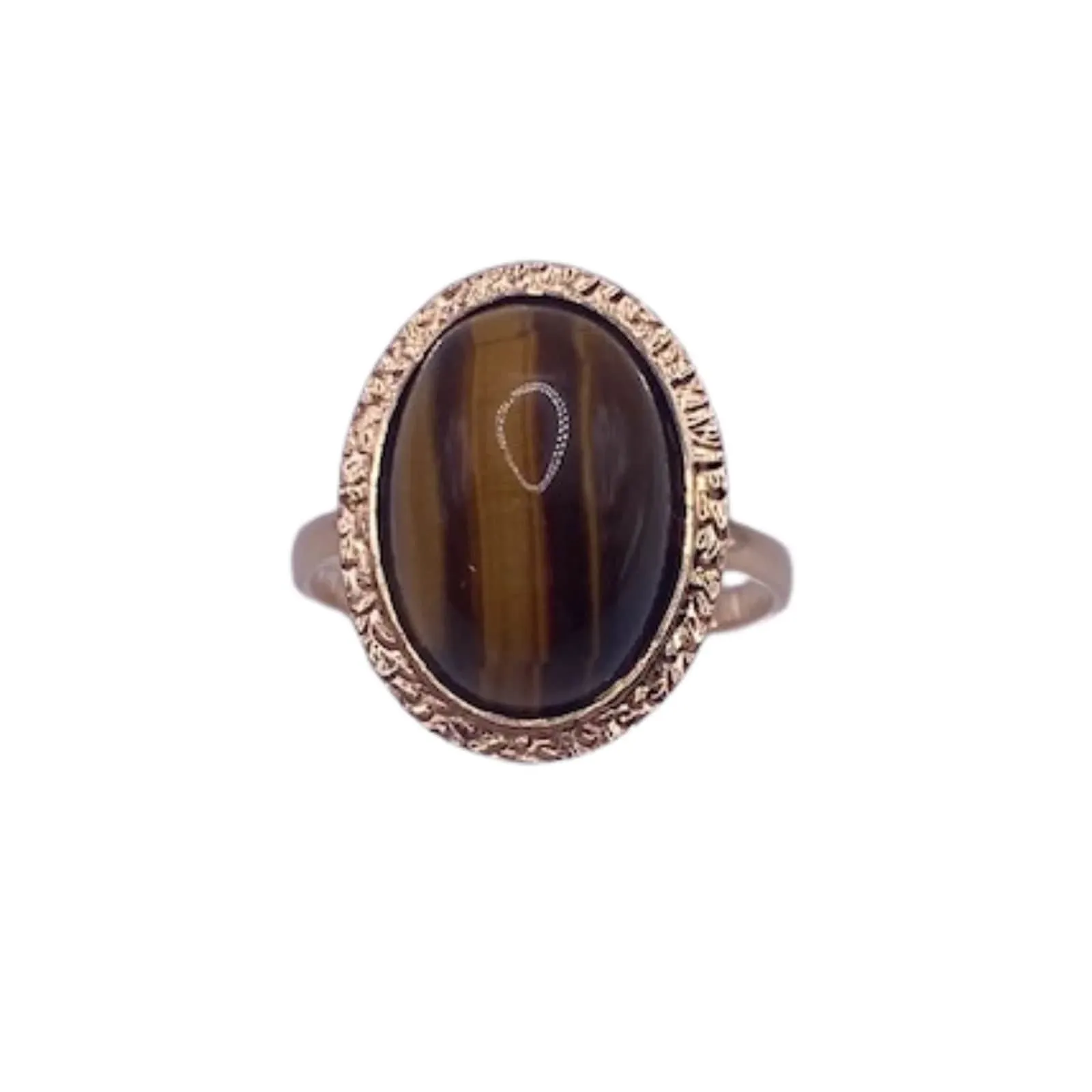 Bague or jaune cabochon œil-de-tigre sold by 58 Facettes