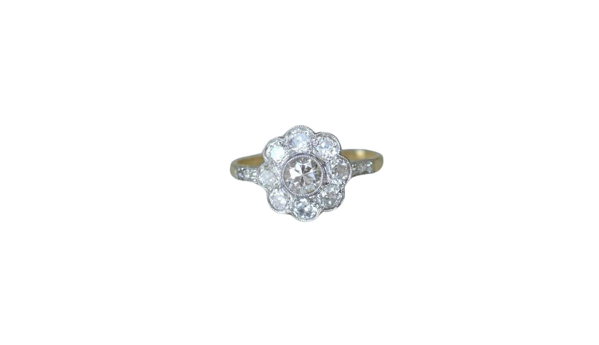 Bague marguerite or jaune platine et diamants sold by 58 Facettes