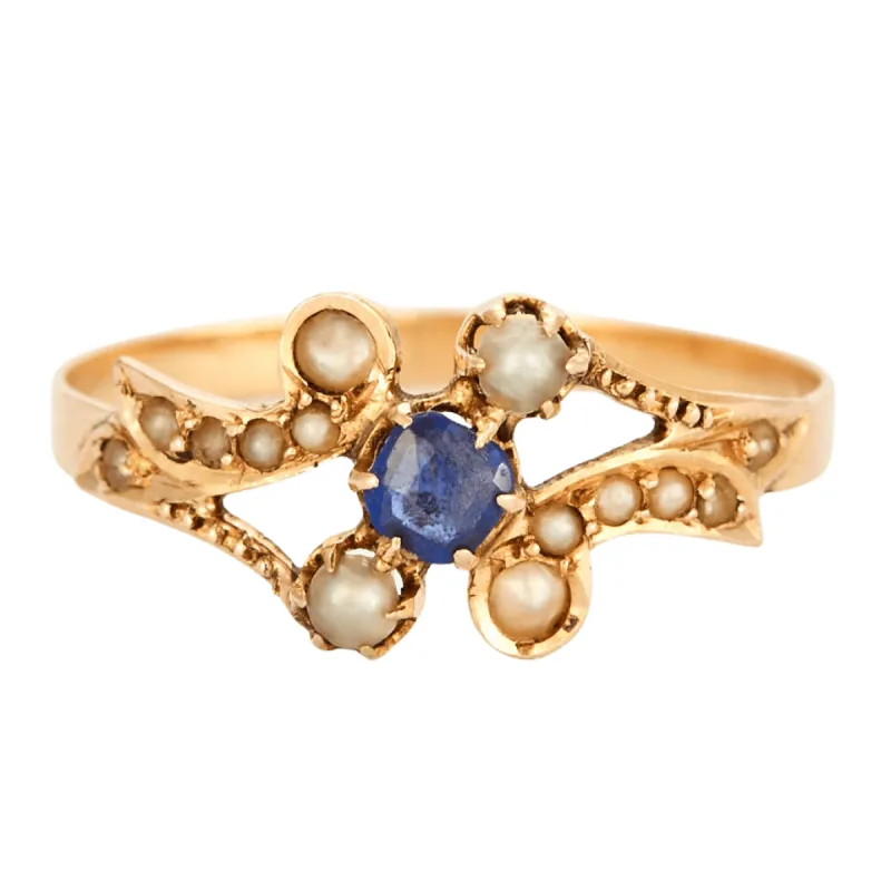Bague saphir et perles made by 58 Facettes