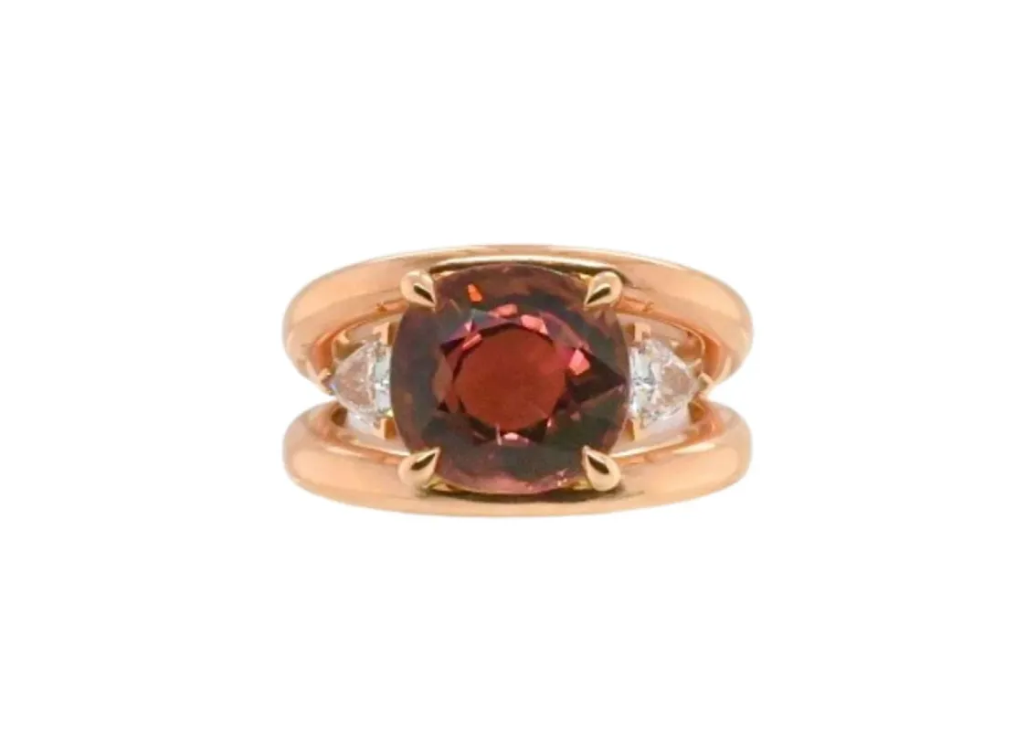 Bague Or Rose Tourmaline Rose Diamants Troïda sold by 58 Facettes