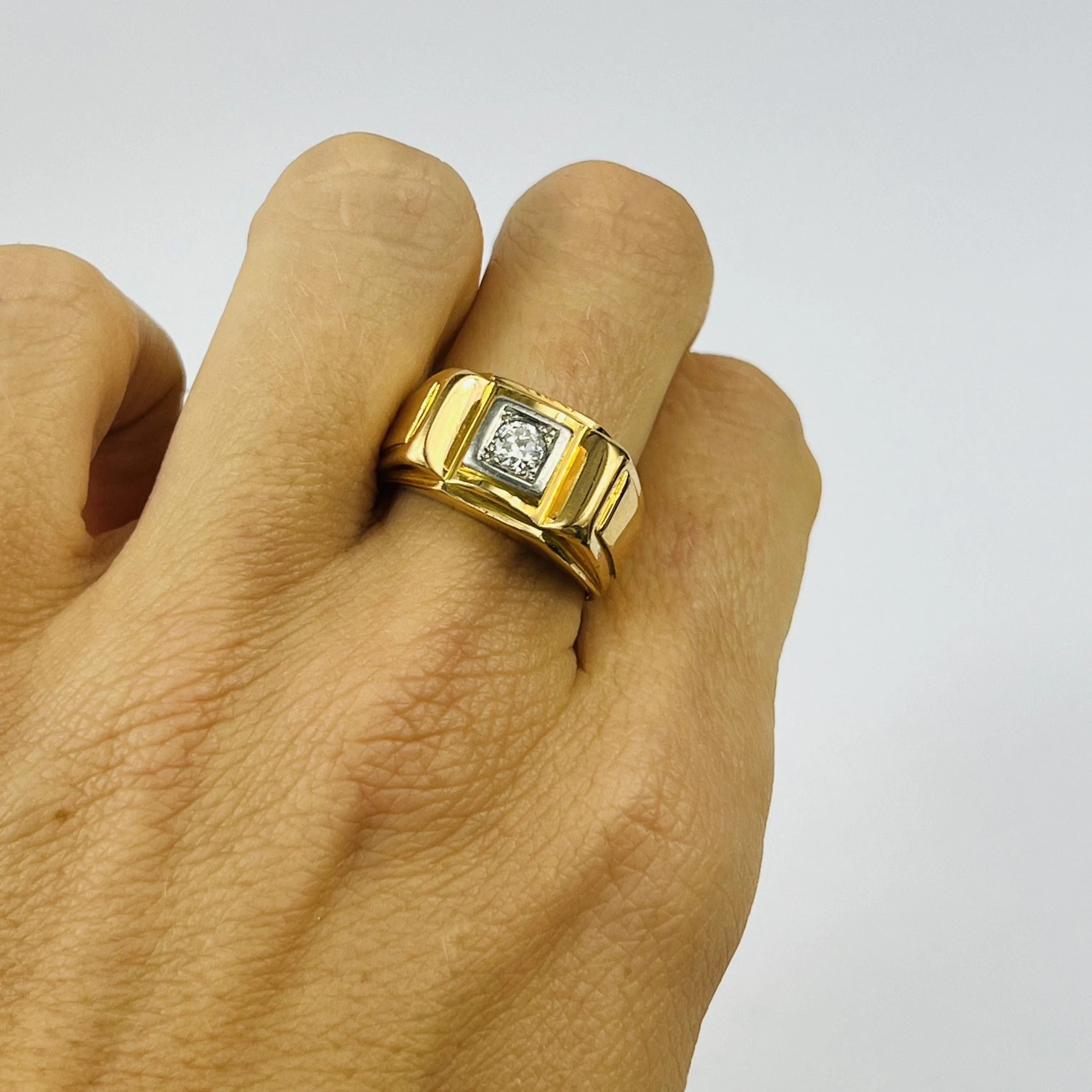 Chevalière or et platine avec diamant sold by 58 Facettes product image thumbnail 2