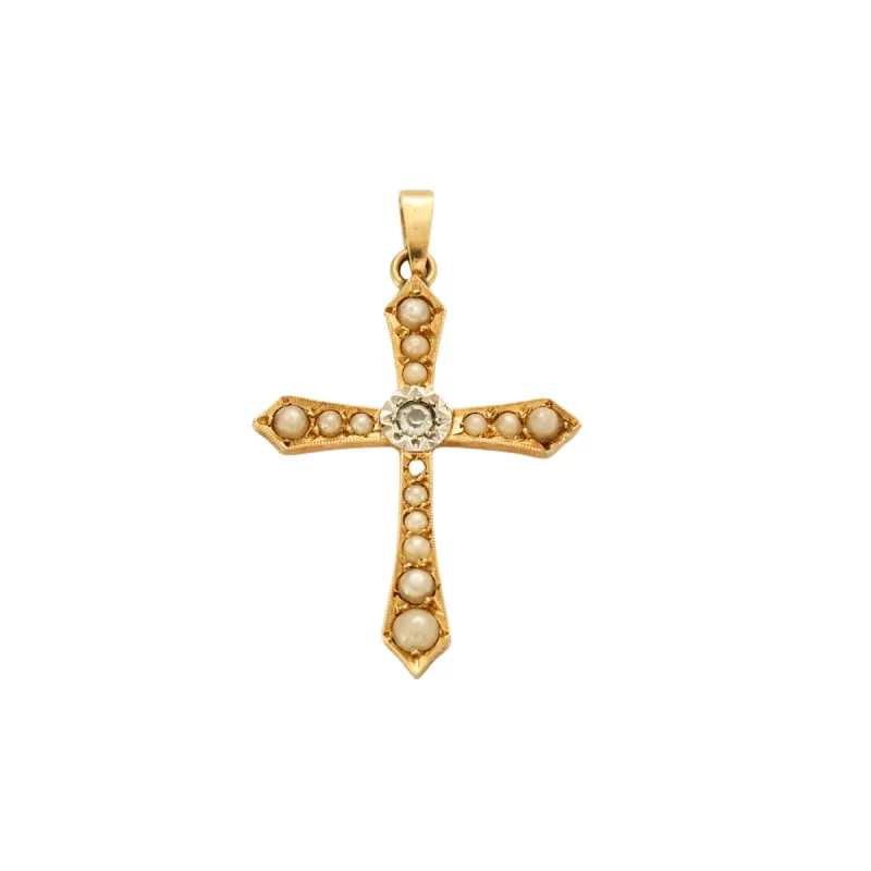 Pendentif Croix Perles Diamant sold by 58 Facettes