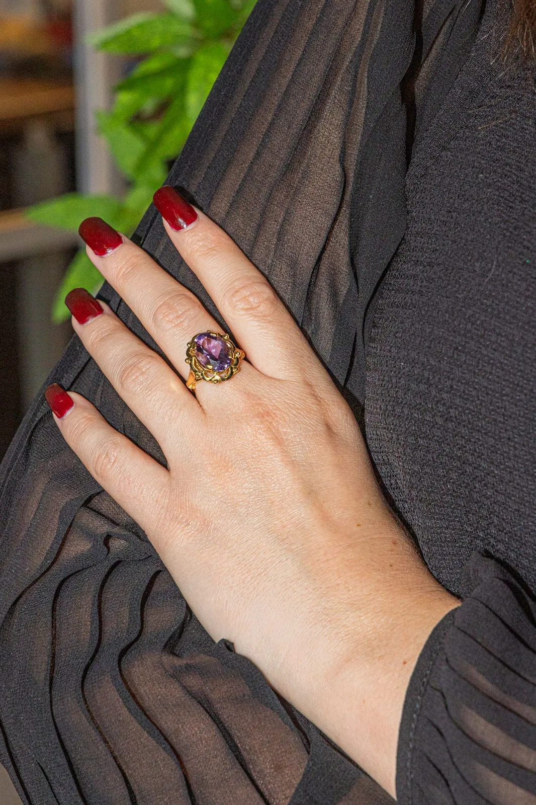 Bague Cocktail Or jaune Améthyste sold by 58 Facettes product image thumbnail 2