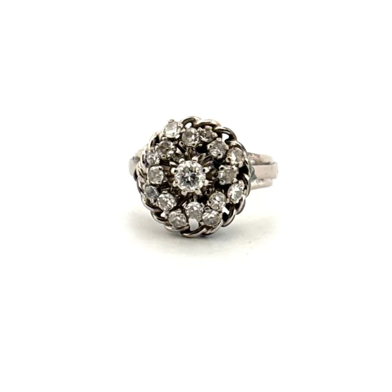 Bague Pavée Ancienne Or blanc Diamants sold by 58 Facettes