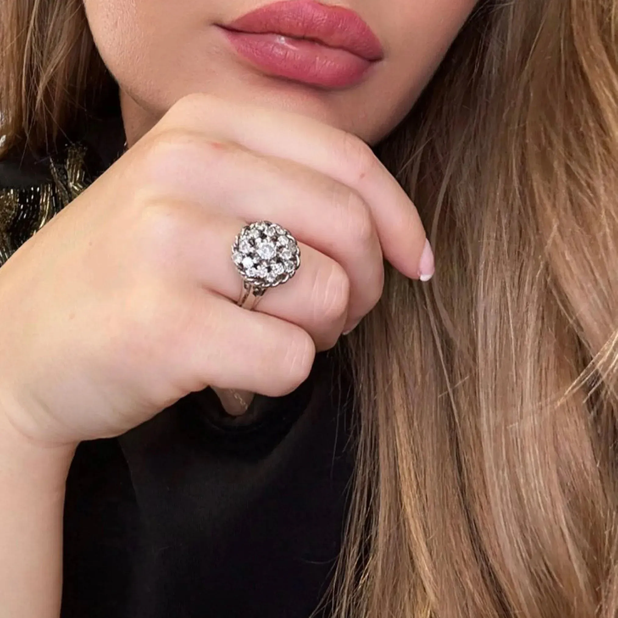 Bague Pavée Ancienne Or blanc Diamants sold by 58 Facettes product image thumbnail 2