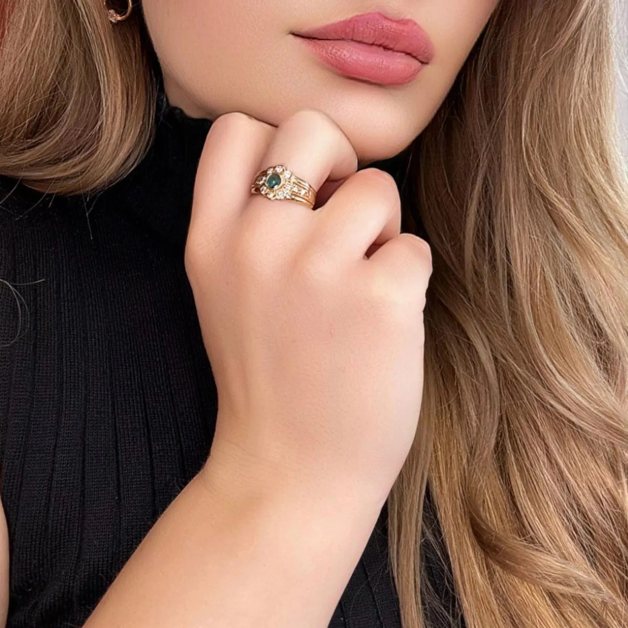 Bague Or Jaune Émeraude & Diamants sold by 58 Facettes product image thumbnail 2