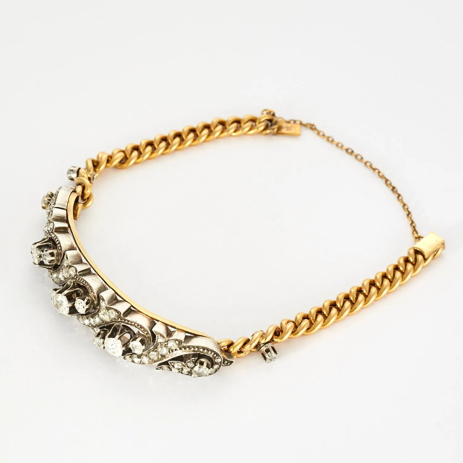Bracelet en or jaune maille gourmette diamants sold by 58 Facettes product image thumbnail 3