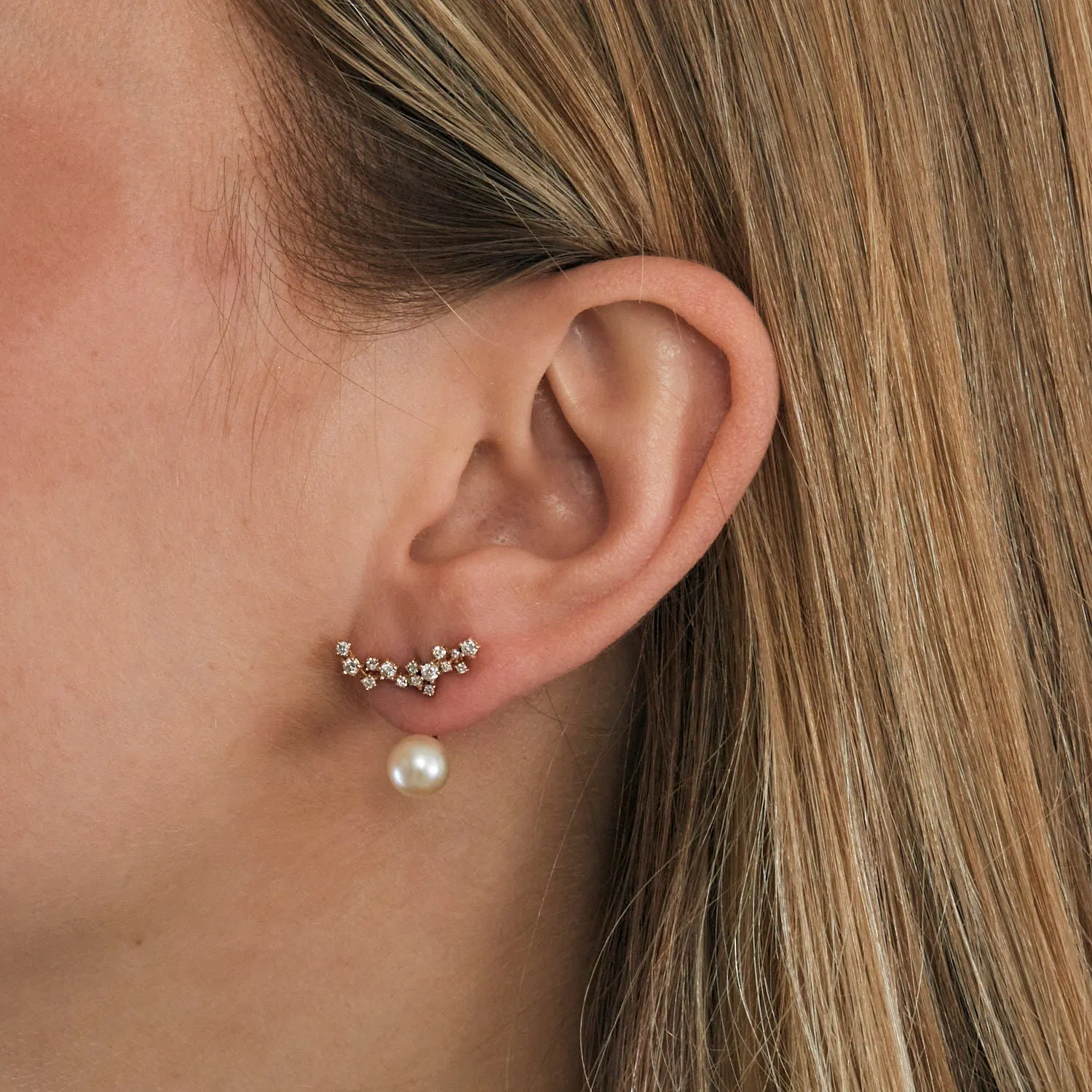 Boucles d'oreilles or rose diamants perles sold by 58 Facettes product image thumbnail 2
