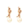 Boucles d'oreilles or rose diamants perles sold by 58 Facettes