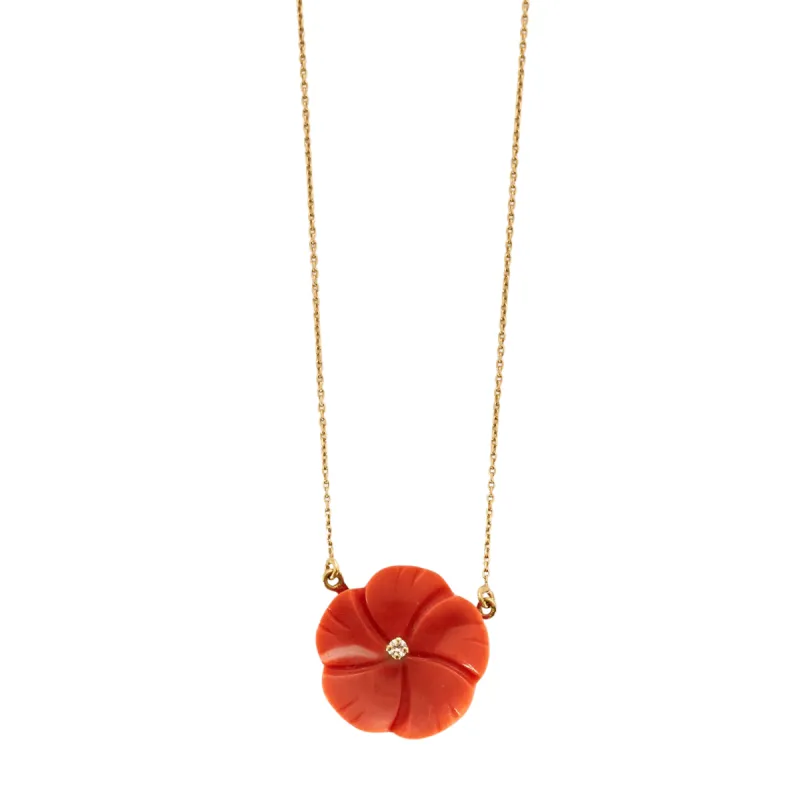Collier Fleur Corail Diamant sold by 58 Facettes