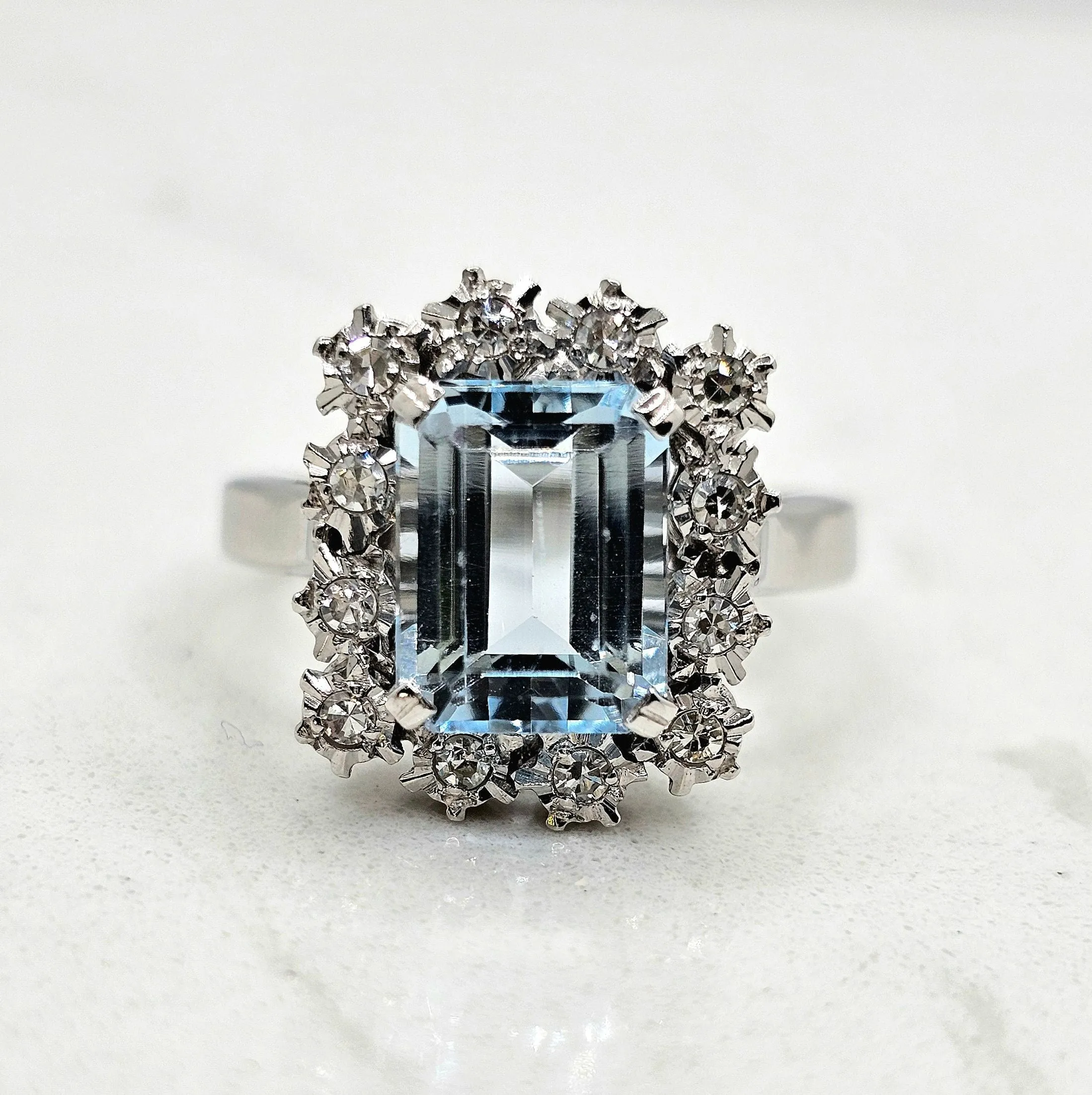 Bague or blanc aigue marine diamants sold by 58 Facettes product image thumbnail 2