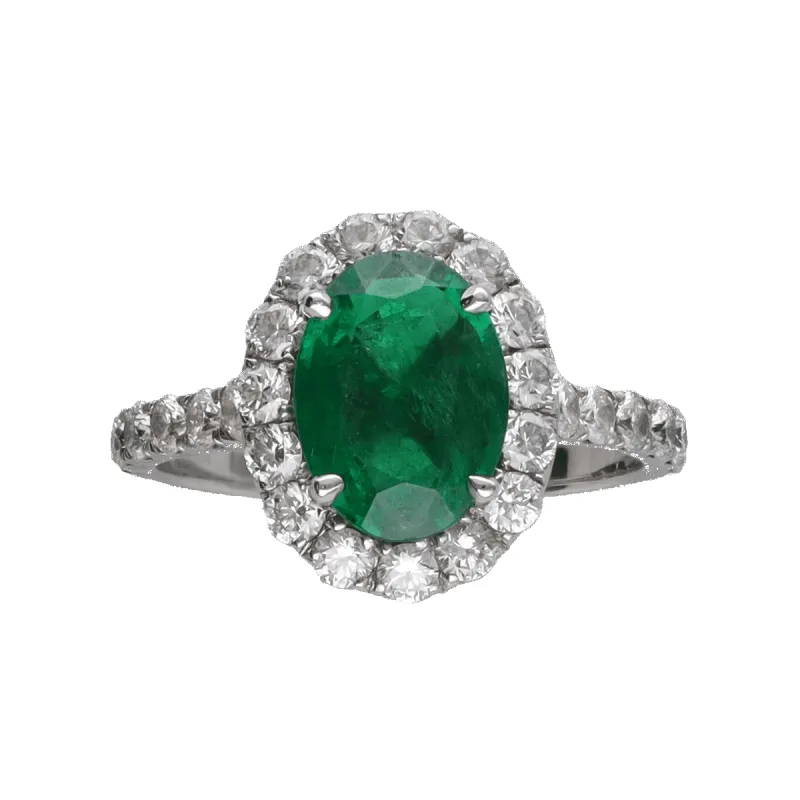 Bague Or gris Emeraude Diamants sold by 58 Facettes