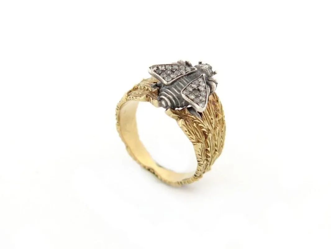 bague GUCCI abeille le marche des merveilles en or jaune 18k argent 800 sold by 58 Facettes