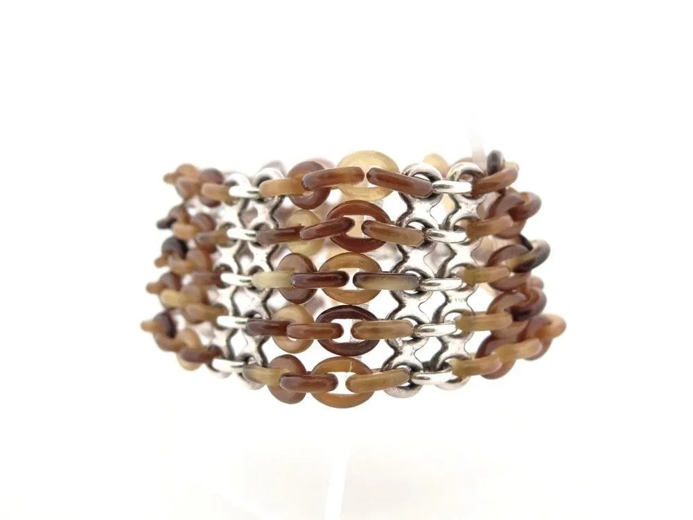 bracelet HERMES manchette maillons argent et corne de buffle sold by 58 Facettes product image thumbnail 2