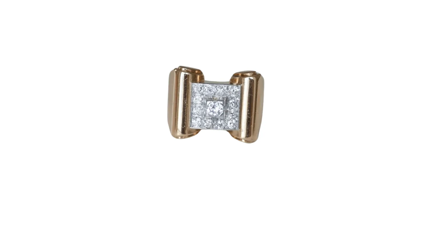 Bague Tank Rouleaux Or Rose et Diamants sold by 58 Facettes