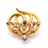 Broche serpent 19e Or jaune Platine Diamants Perles Saphir sold by 58 Facettes