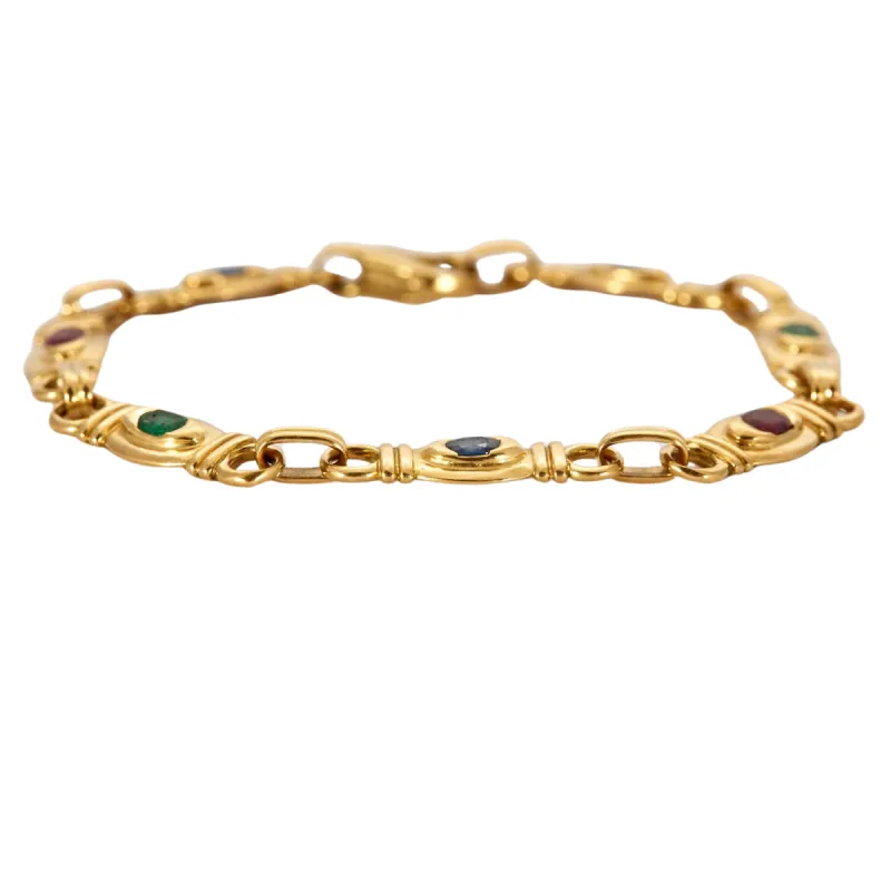 Bracelet or jaune rubis, saphirs et émeraudes sold by 58 Facettes