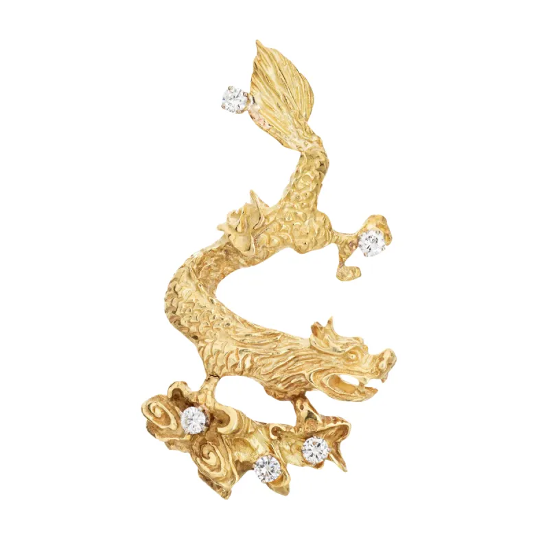 Pendentif dragon vintage or jaune et diamant sold by 58 Facettes