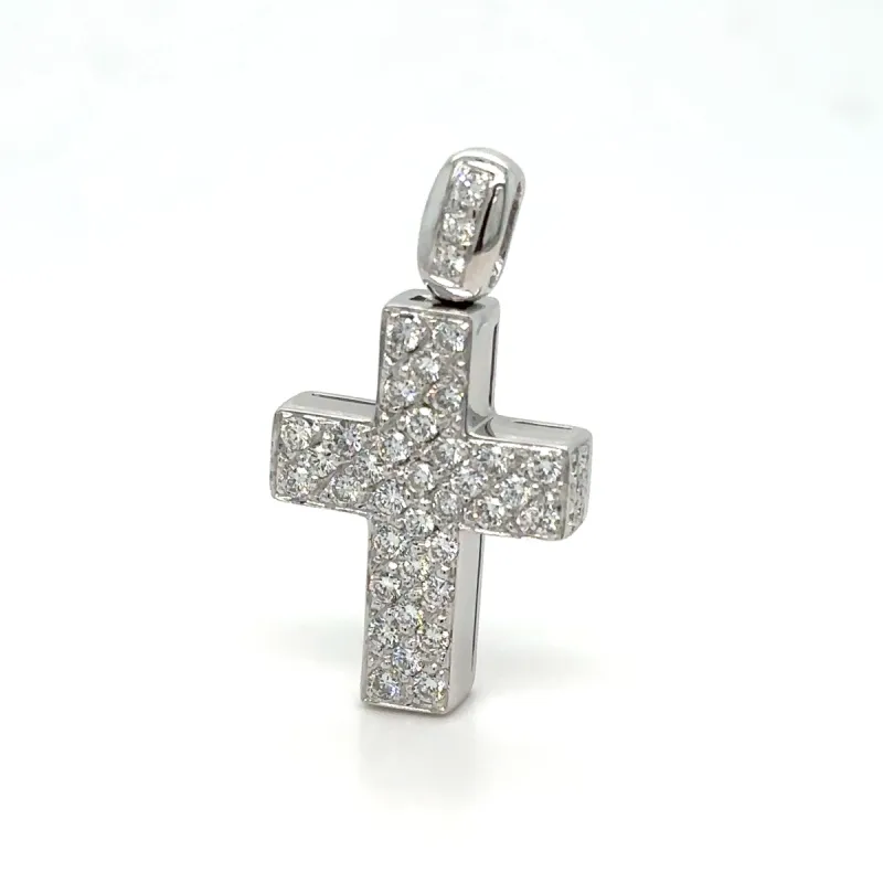 PENDENTIF CROIX OR BLANC DIAMANTS sold by 58 Facettes