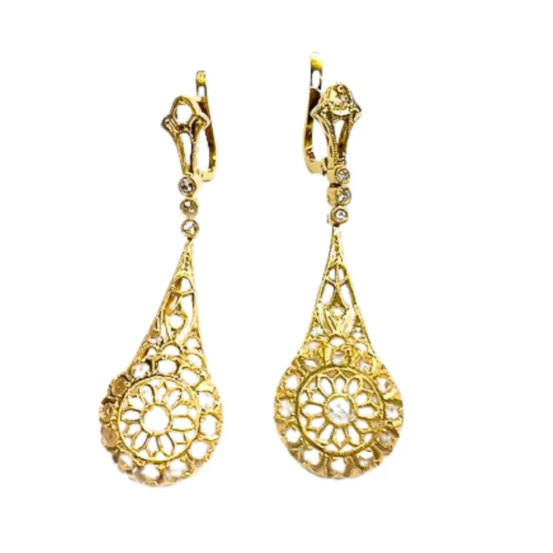 Boucles d'oreilles Art Nouveau or jaune diamants sold by 58 Facettes
