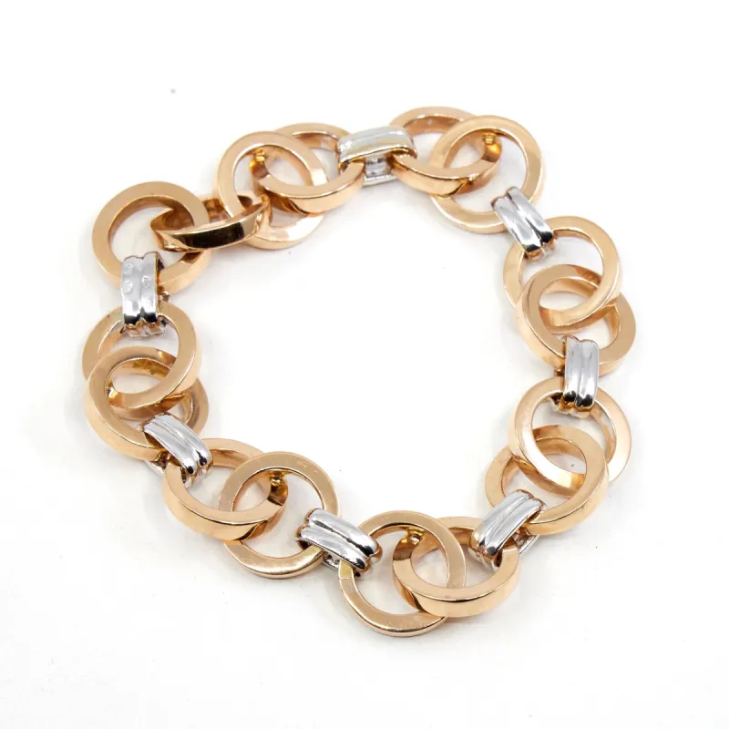 BRACELET MAILLES EN CERCLES DIAMANTS OR ROSE sold by 58 Facettes
