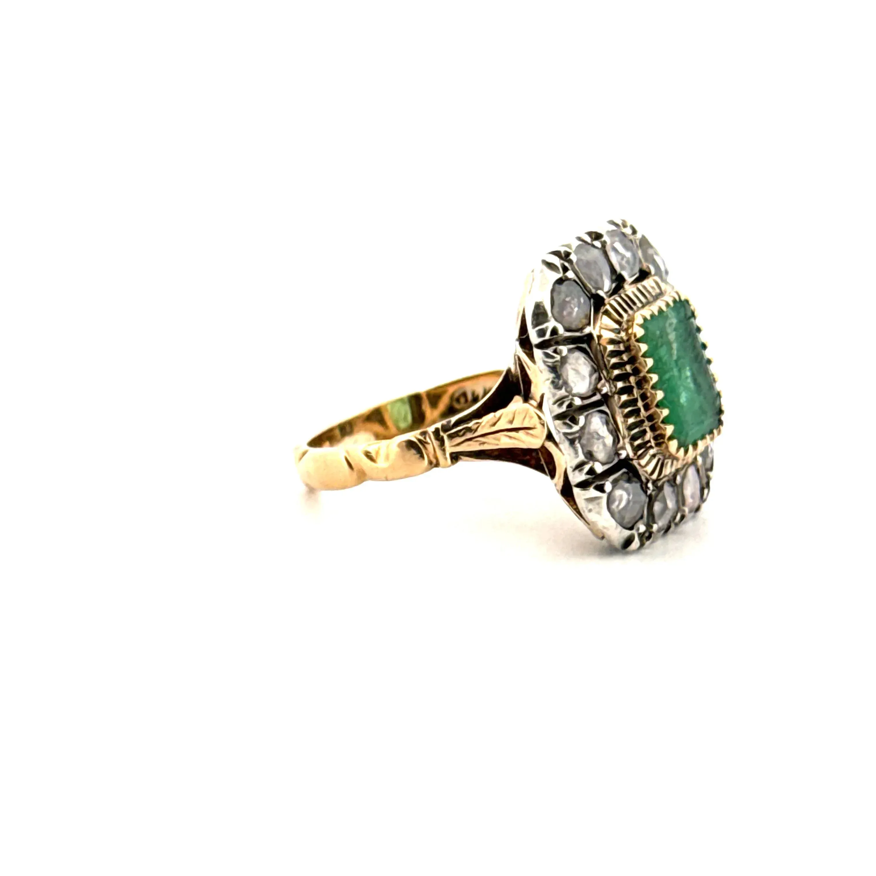 Bague Ancienne Or jaune Émeraude Diamants sold by 58 Facettes product image thumbnail 4