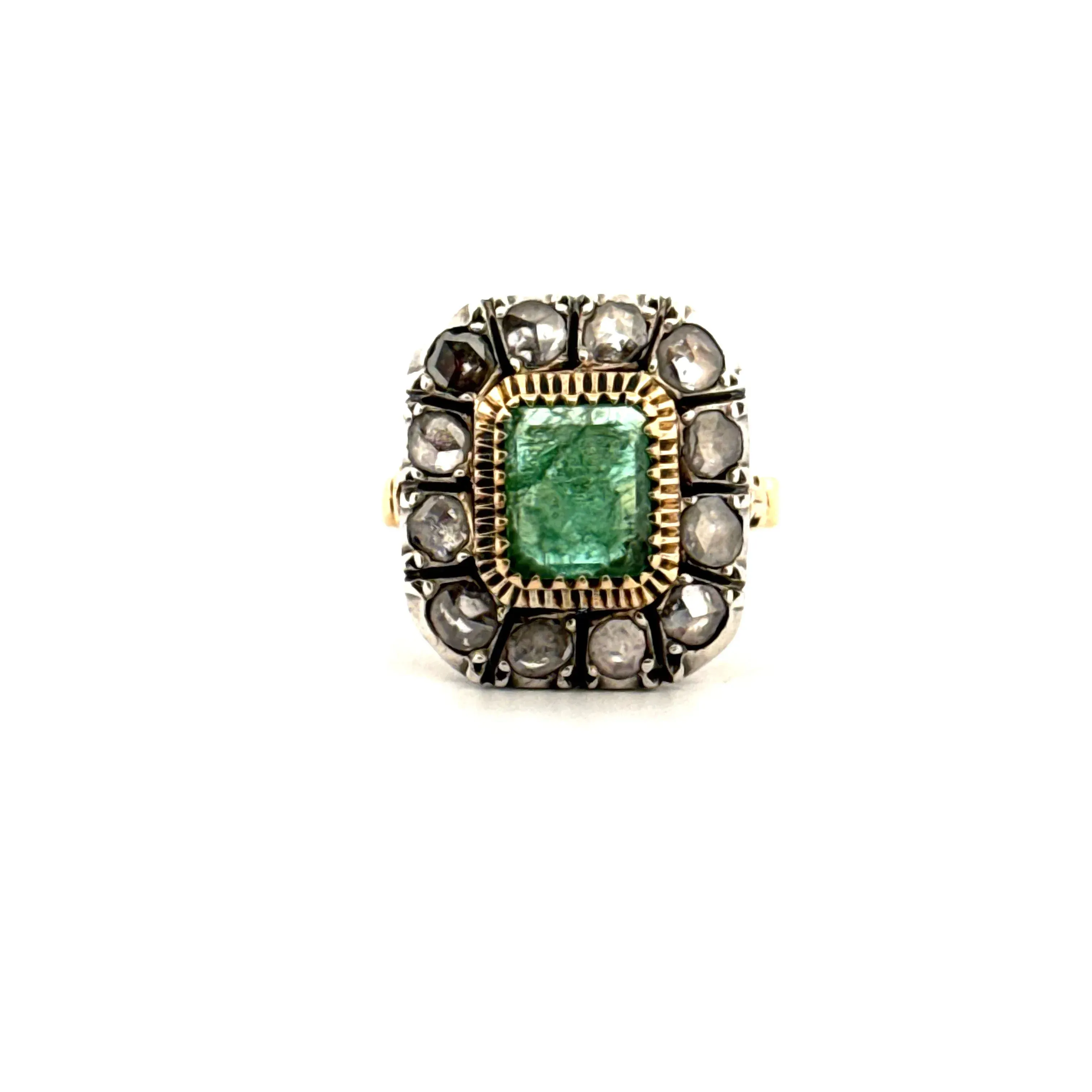 Bague Ancienne Or jaune Émeraude Diamants sold by 58 Facettes