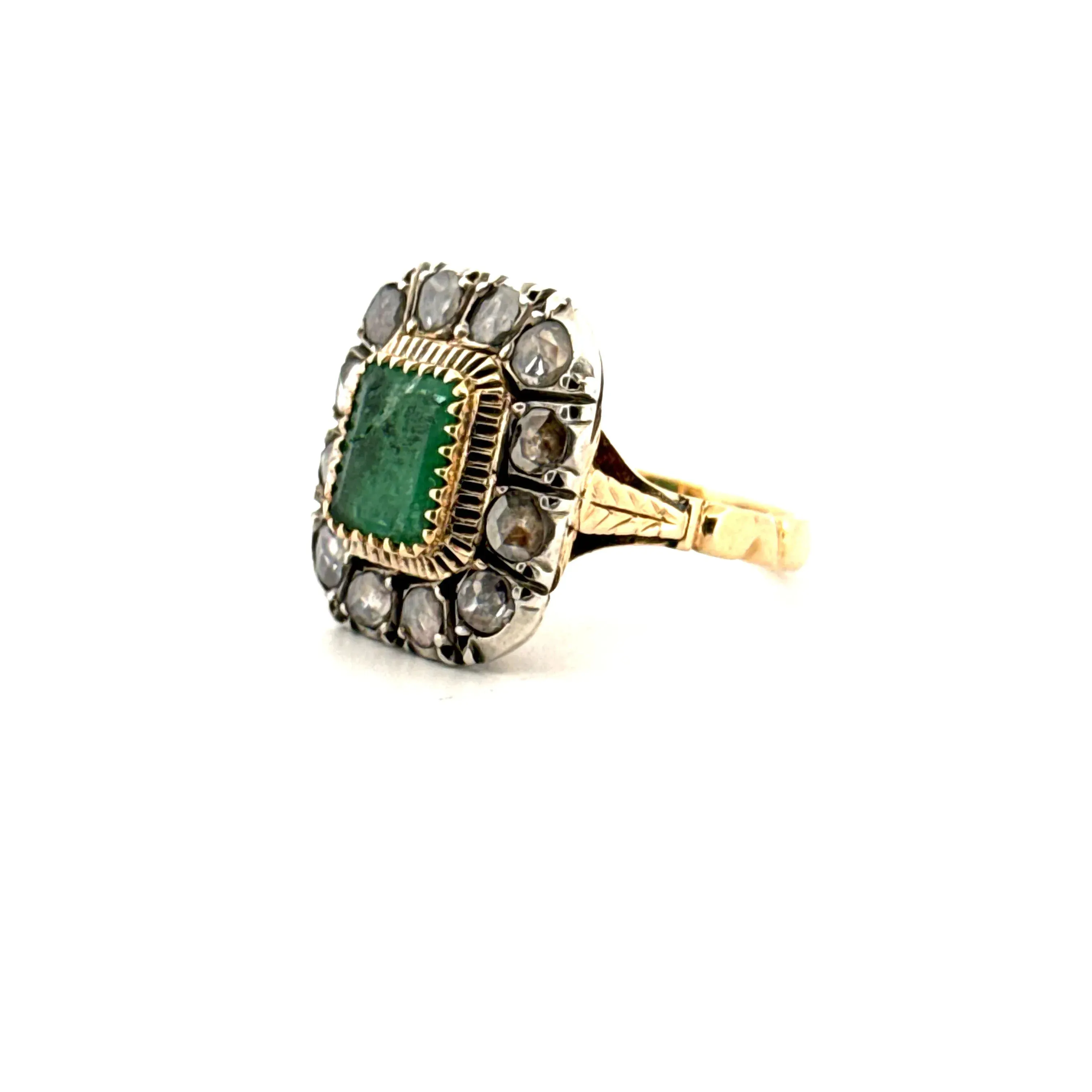 Bague Ancienne Or jaune Émeraude Diamants sold by 58 Facettes product image thumbnail 3